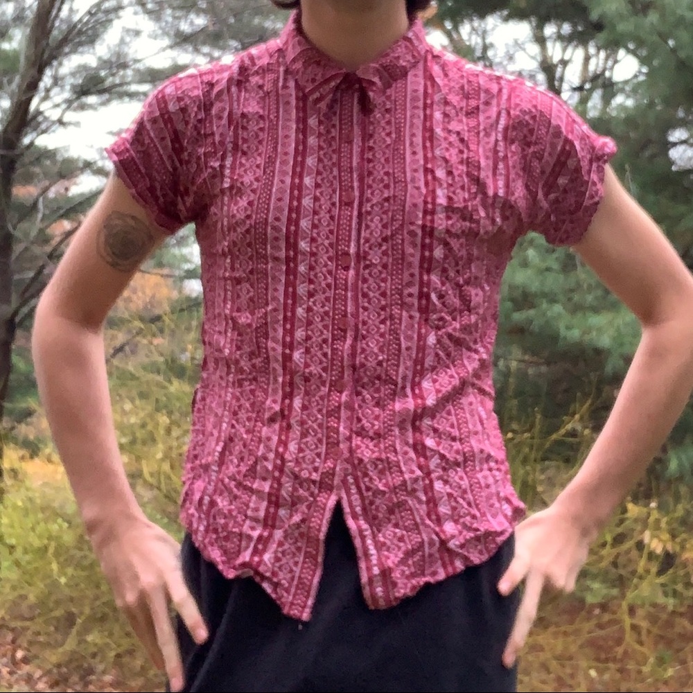 Red patterned button up